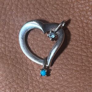 Vintage Lenox 925 Silver Heart Pendant with Aquamarine and Turquoise Stones